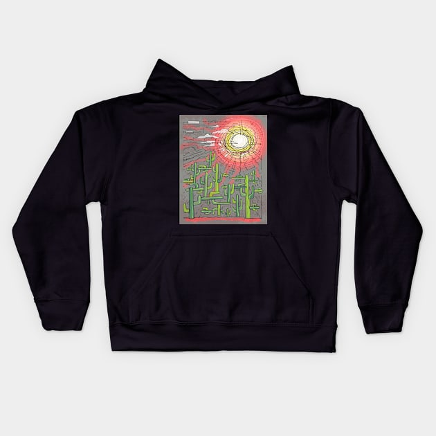 Cactus and sun vector illustration Kids Hoodie by bernardojbp